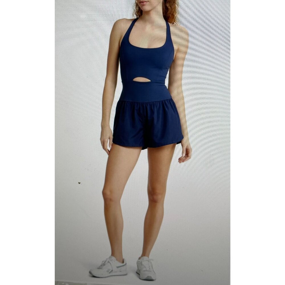 FP Movement Navy Sleeveless Cross-Back Athletic Dress With Zipper Pocket L